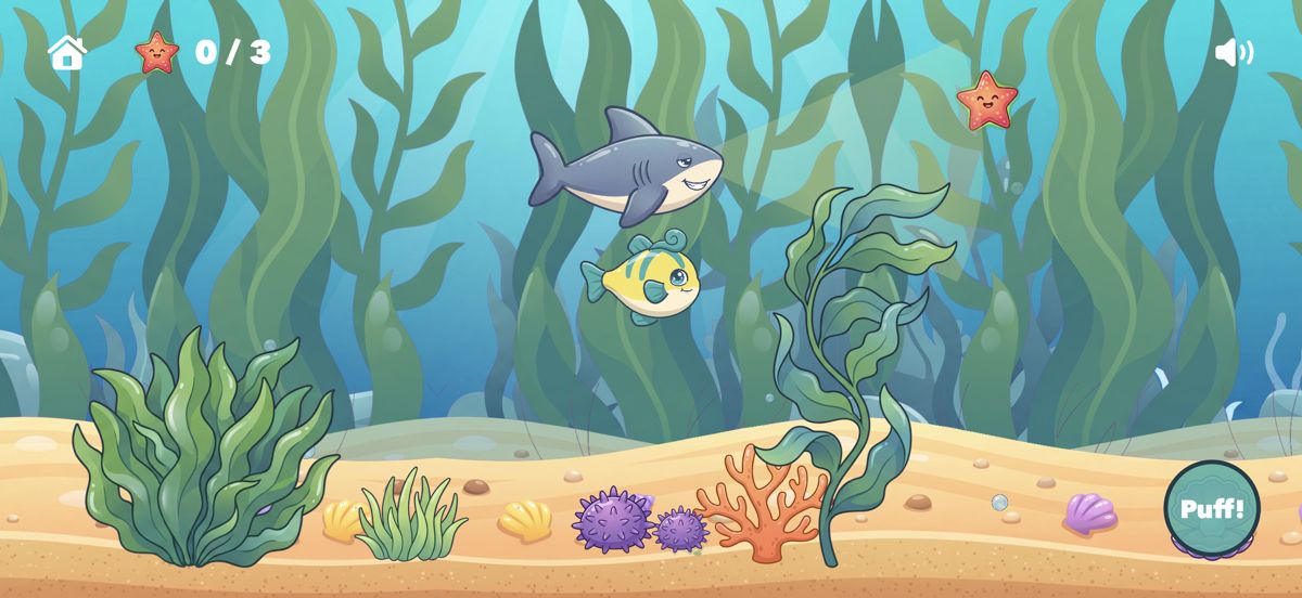 Pip hides near a patrolling shark in the Kelp Forest